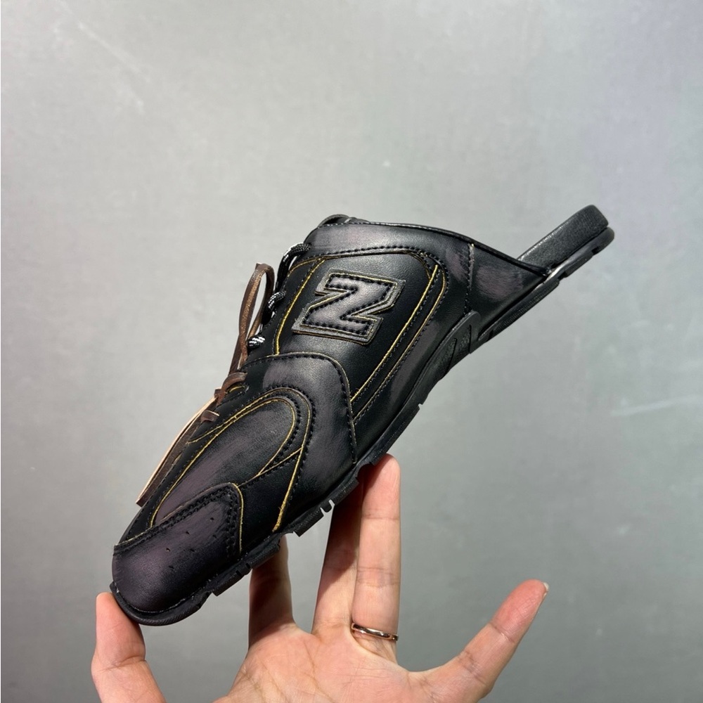 New Balance Miu Miu Black Slide Sneakers - Casual Lace-Up Mule - Picture 3 of 8